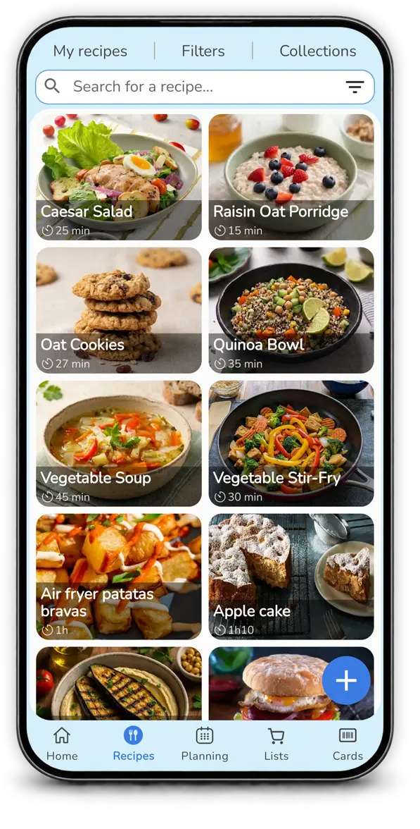 Recipe organizer in Mealz