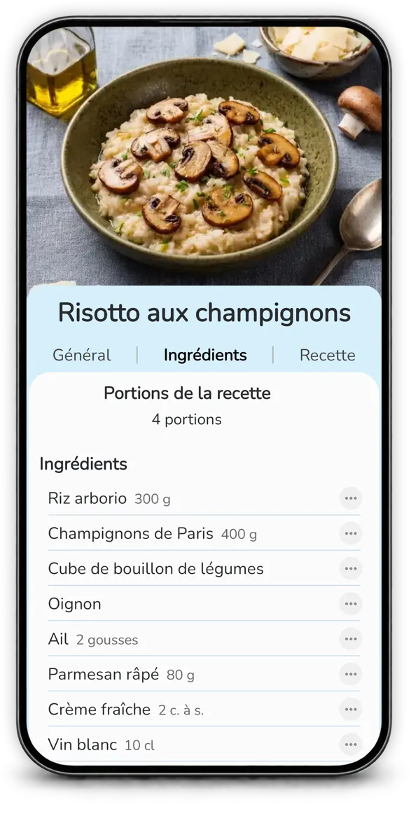 Import de recette depuis une photo ou un site Web dans Mealz