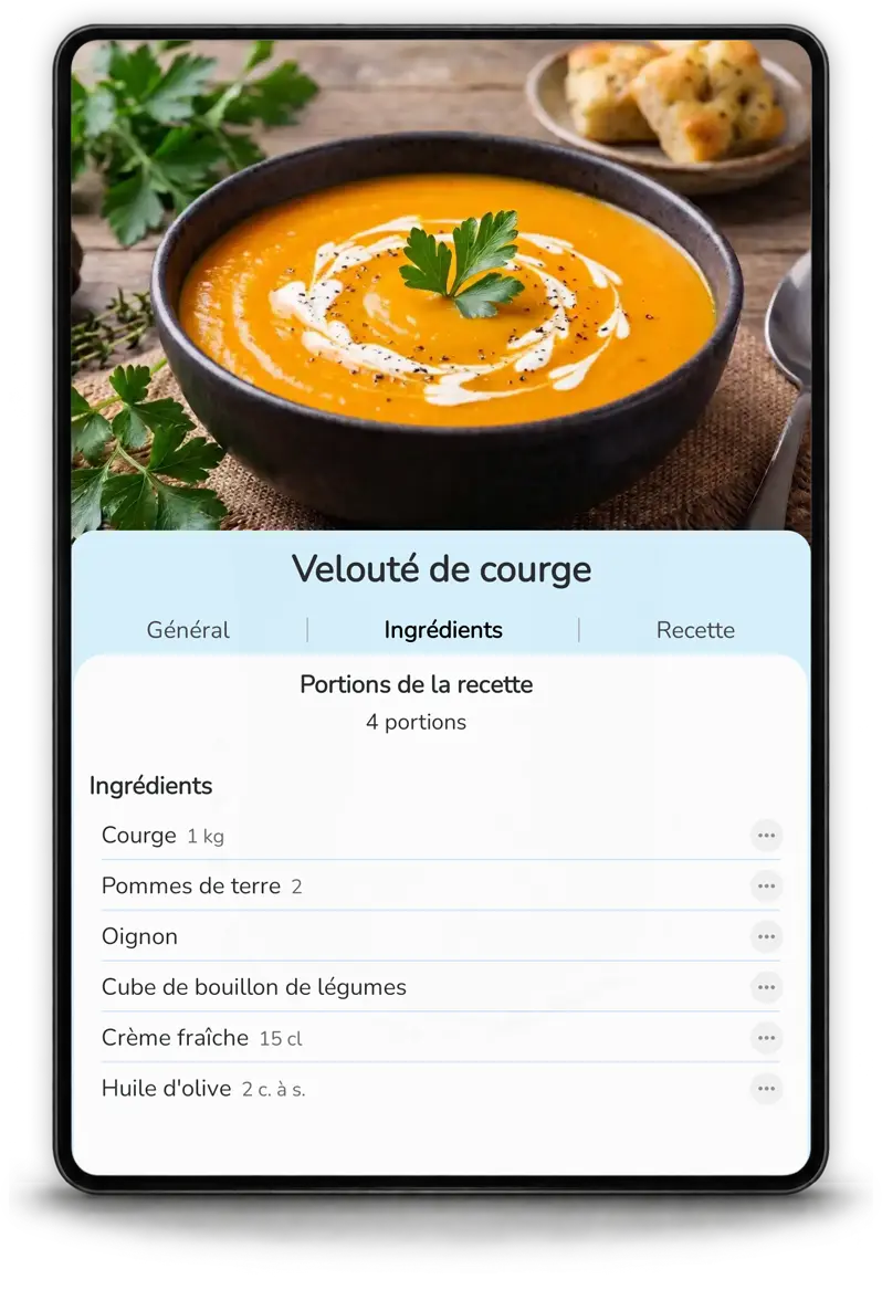 Import de recette sur tablette depuis une photo ou un site Web dans Mealz